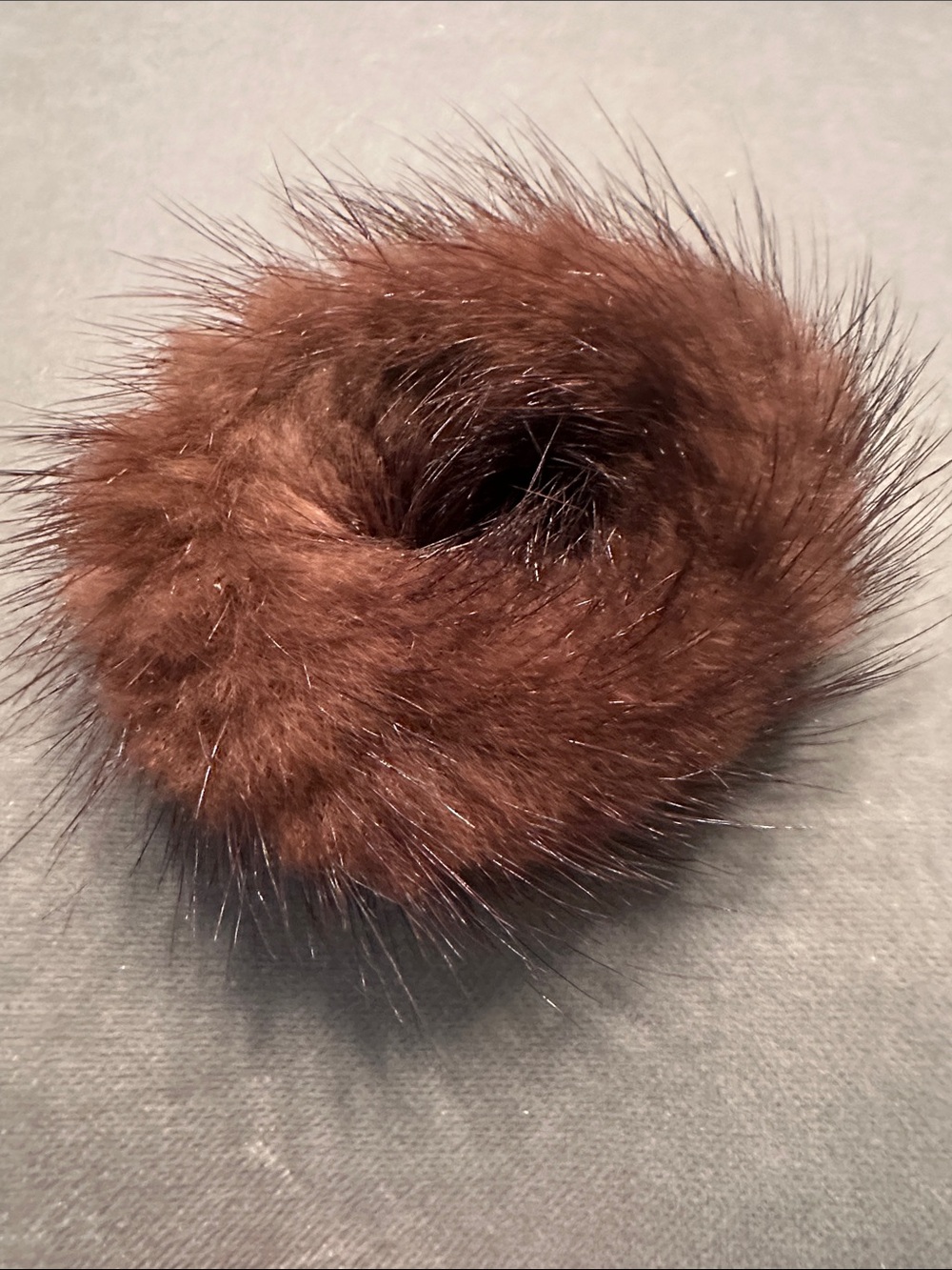 Plush Brown Real Fur Pony Tail Hair Accessory